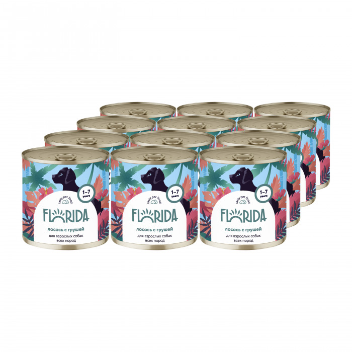Florida консервы для собак (Лосось и груша, 240 г. упаковка 12 шт)