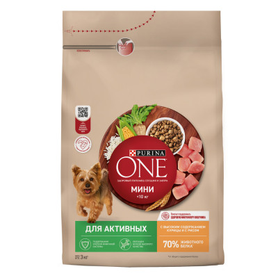 Purina One Мини "Активная" для собак мелких пород (Курица, 3 кг.)