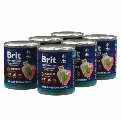 Brit Premium by Nature консервы для собак (паштет) (Индейка и утка, 850 г. упаковка 6 шт)