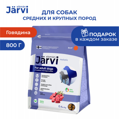 Jarvi сухой полнорационный корм для взрослых собак средних и крупных пород (Говядина, 800 г.)