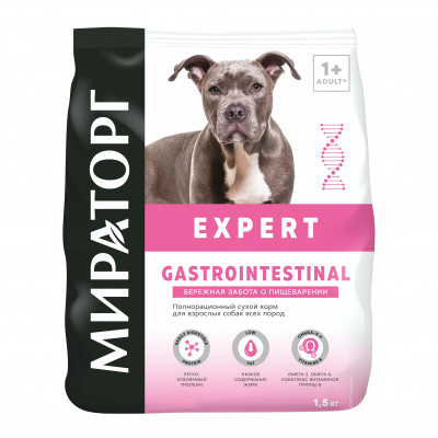 Мираторг Expert Gastrointestinal сухой корм для взрослых собак всех пород при нарушениях пищеварения (Ягненок, 1,5 кг.)