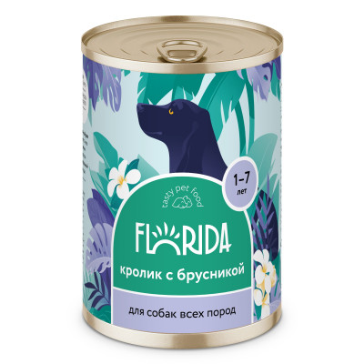 Florida консервы для собак (Кролик и брусника, 400 г.)