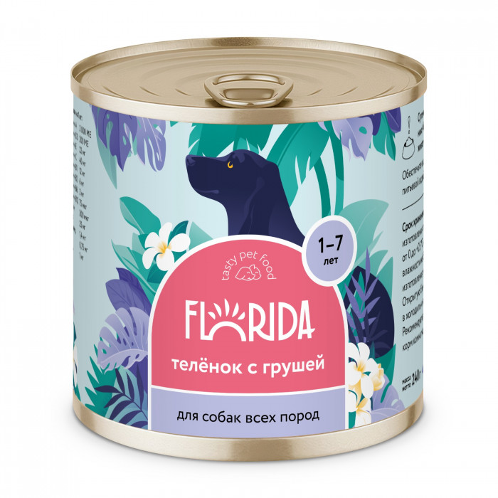 Florida консервы для собак (Теленок и груша, 240 г.)
