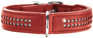 Hunter ошейник кожаный Diamond Elk Petit (30 - 34 см., Красный)