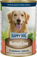 Happy Dog Natur Line консервы для собак (Телятина и рис, 410 г.)