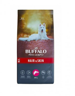 Mr.Buffalo Hair &amp; Skin сухой корм для взрослых собак всех пород (Лосось, 800 г.)