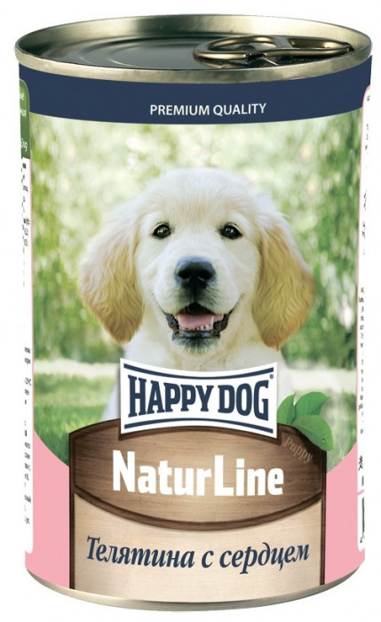 Happy Dog Nature Line консервы для щенков (Телятина и сердце, 410 г.)