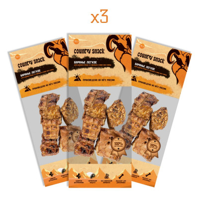 Country snack лакомство "Баранье легкое" для собак (3 упаковки по 70 г.)