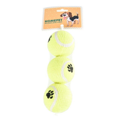HOMEPET игрушка для собак мячи теннисные (3 шт) (6 см.)