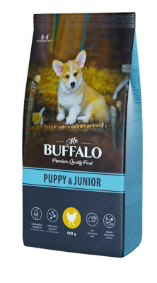 Mr.Buffalo Puppy &amp; Junior сухой корм для щенков и юниоров средних и крупных пород (Курица, 800 г.)