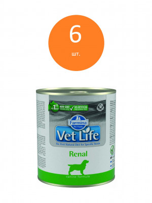 Vet Life Dog Renal консервы для собак прихронической и почечной недостаточности (Курица, 300 г. упаковка 6 шт)