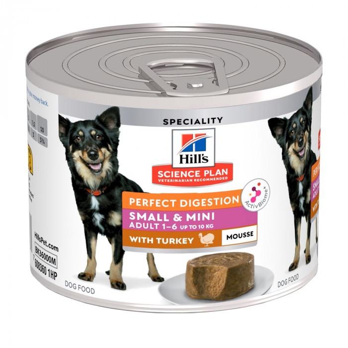 Hill's Science Plan Small & Mini Perfect Digestion консервы для собак мелких пород (мусс) (Индейка, 200 г.)