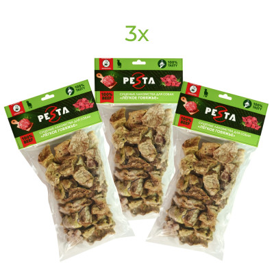 Pesta лакомство легкое говяжье для собак (3 упаковки по 90 г.)