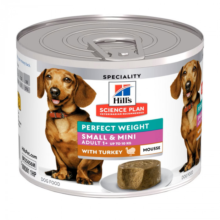 Hill's Science Plan Small & Mini Perfect Weight консервы для собак мелких пород (мусс) (Индейка, 200 г.)