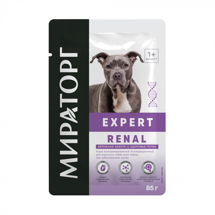 Мираторг Expert Renal пауч для взрослых собак всех пород при заболеваниях почек (Курица, 85 г.)