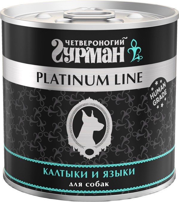 Четвероногий гурман "Platinum" консервы для собак (в желе) (Калтыки и языки, 240 г.)