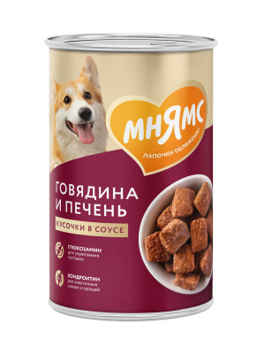 Мнямс "Здоровые суставы" консервы для собак всех пород (кусочки в соусе) (Говядина и печень, 400 г.)