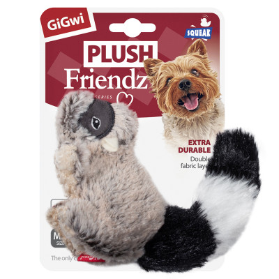 GiGwi Plush Friendz игрушка для собак мелких пород енот с пищалкой (16 см.)