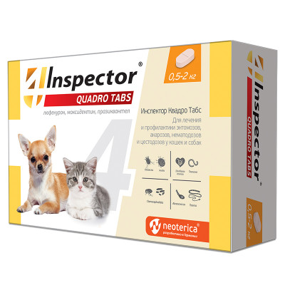 Inspector Quadro Tabs для кошек и собак (0,5-2 кг.) (4 таб.)