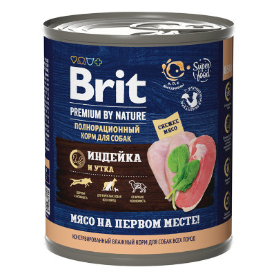 Brit Premium by Nature консервы для собак (паштет) (Индейка и утка, 850 г.)