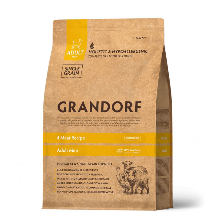 Grandorf 4 Meat Adult корм для взрослых собак мелких пород (Мясное ассорти, 1 кг.)