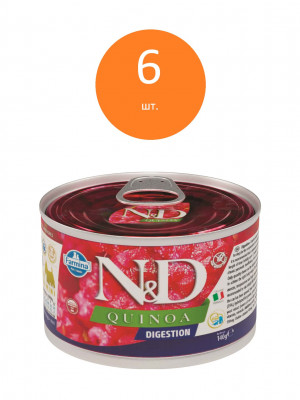 Farmina N&amp;D Dog Quinoa Wet Food Digestion Mini консервы для собак для поддержания пищеварения (Ягненок, 140 г. упаковка 6 шт)