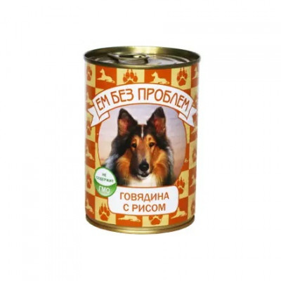 Ем без проблем консервы для собак (паштет) (Говядина и рис, 410 г.)