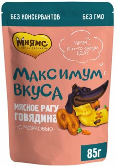 Мнямс "Максимум вкуса" пауч для собак (рагу) (Говядина и морковь, 85 г.)