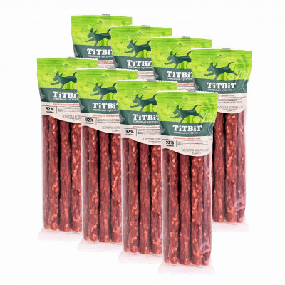TiTBiT Золотая коллекция колбаски Пикантные для собак (Говядина, 8*80 г.)
