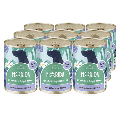 Florida консервы для собак (Кролик и брусника, 400 г. упаковка 9 шт)